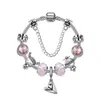 New Pink Bracelet 925 Sterling Silver Charm Crystal Murano Glass Beads Boy Girl Paper Plane Pendant Bead Fit Women Bracelet Bangle Diy Jewelry