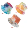 Zomer Tie-Dyeing emmer hoed visser cap vrouwen mannen cadeau brede runder strand pet bloemen universele outdoor reizen zon strandhoed