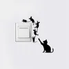 Cat-96 Creative Cat Catch Mice Switch Sticker Funny Cartoon Animal Vinyl Wall Stickers