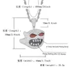Hip Hop Cartoon Cute Ghost Necklace Pendant with Rope Chain Diamond Tennis Chain Mens Bling Jewelry