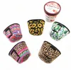 6 Design Leopardmönster Återanvändbar Neopren Ice Cream Holder Sleeve Glass Mysig Cover Cup Holder Isolator Cup Sleeve med skedhållare