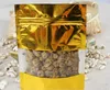 Multiple sizes Gold Stand Up Aluminum Foil Zipper Food Packing Bags Valve Reusable Mylar Clear Window Storage Packaging Pouch