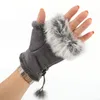 Fashion-Glove Faux Kanin Fur Hand Armband Varmare Fingerless Handskar 2018 Hot Sale