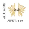2019 Personality Big Fan Leaf crystal Earrings for Women Boho Gold Color Statement Earrings Earring clip Fashion Jewelry