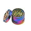 Diamond Rainbow Herb Grinder 63mm 4 Stuk met stuifmeelvanger Duurzaam Spice Heavy Duty Zinklegering Tabak Roken Kruid Grinder