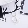 Nieuwe schattige kat maan vorm hanger ketting voor vrouwen goud zilver dier zilveren doos kettingen mode-sieraden cadeau