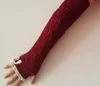 Moda-Dantel Örme Parmaksız Eldiven Bale Dans Düğmesi Eldiven Uzun Kol Isıtıcıları Mitten Moda 8 Renkler # 3706