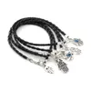 100Pcs Mixed Kabbalah Hamsa Hand lucky Charms Bracelets Black Leather Braided String 17 -21cm