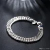 Precio al por mayor, Plata de Ley 925 chapada en cadena de 10MM, collar, pulsera, conjunto de joyería de moda para hombres, calidad superior, envío gratis