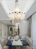 Современные подвесные светильники Современные серебряные люстры Крытое освещение Итальянское кисточка алюминиевая цепная цепная лампа для гостиной фойе домашний декор