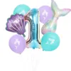 7 pcs/lot Mermaid Birthday Party Balloon Number Balloon Decor 0-9 Aluminum Foil Birthday Party Balloon Supplies