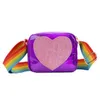 Women Sequins Love Heart Handbag Kids Bag Messenger Shoulder Bag Rainbow Shoulder Strap Crossbody Lovely Wallet for Girls2426