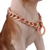 15mm Anpassad 316L rostfritt stål Silvergoldrose Gold 11 NK Cuban Chain Pet Dog Collar Choker Halsband 1234Quot4861236