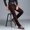 Icpans grande taille 40 42 pantalons décontractés hommes velours côtelé hiver 2018 noir bleu marine coton chaud droit Stretch hommes épais pantalon