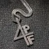 Gold Schmuck versilbert 4PF hängende Halskette Iced Out Lab Diamant Brief Anzahl DJ Rapper Straßen-Art-Kettenhalsketten