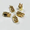 100pcs Gold Brass SMA male plug solder for PCB clip edge mount RF connectors