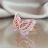 Crystal Butterfly Ring Enamel Animal Cluster Wedding Rings Gift for Women Fashion Jewelry