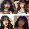 HD Lace Front Human Hair Peruki z grzywką dla kobiet Black Body Wave Full Corows Wig Pre zepsuty Brazylijski Remy