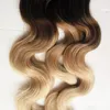 Loop Micro Ring Machine Made Remy Hair Extension 100% Menselijk Haar Body Wave Ombre Piano Color Micro Links 1B / 613 To Bleach Blonde