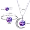 Moda 12 segno zodiacale Ciondolo Collana Luna Orecchini Bracciali Set Per le donne Cabochon in vetro Costellazione dell'oroscopo Regalo gioielli