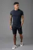 Mens Fashion Hiphop Streetwear T Shirt Tracksuits Sätta Designer Cardigan Kort Byxor Sportkläder Kläder Sats Outfits Suit Fitness Gym för Man