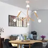 Modern Aranha Pendant Light Nordic Sala de Jantar Cozinha Luz Designer Lâmpadas de suspensão Borracha Madeira Decoração Black White