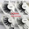 30mm 3D Mink rzęsy 100% Soft Mink Włosy fałszywe rzęsy Wispy Fluffy Lashes Eye Makeup Tool Dramatyczny Volumn Strip Handmade Mink Rzęsy