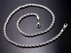Collier de chaîne de corde en acier inoxydable plaqué véritable pour hommes, chaînes en or, bijoux à la mode, cadeau