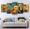 Wall Art Canvas Zdjęcia 5 paneli Retro Egipski faraon Brak ramki Obraz olejny Płótno Art Picture do pomieszczenia do łóżka Unframed