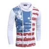 Мода-Европейского Стиль Mosaic флага Мужской Stripe Tie Водолазка майках человек Мода Hoodie