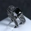 Hot Koop Vintage Mode-sieraden 925 SilverBlack Gold Fill Princess Cut Sapphire CZ Diamond paar ringen vrouwen bruiloft bruids ring set geschenk