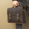 Designer-New Retro Men's Bolsa Mad Horseskin Masculino Pasta Personalidade de Couro de tamanho médio