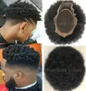 4mm Afro Kinky Curl Brezilyalı Remy İnsan Saç Değiştirme Mono Dantel Peruk Basketbas Oyuncuları ve Hayranları için Hızlı Ekspres Teslimat