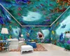 Wholesale写真の壁紙スペース水中世界サメのドルフィンフルハウスカスタムの背景壁絵画壁紙