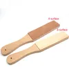 Dupla face lâmina de couro strop cortador navalha apontador polimento punho madeira qualidade afiação strop ferramenta cozinha gadgets183z3361405