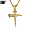 Partihandel-Mens Hip Hop Jewelry Bling Iced Out Titanium Nail Cross Pendants Halsband med 24-tums guldfärg i rostfritt stål Länkkedja