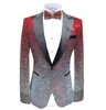 Abito da uomo in argento rosso Moda Giacca verde Giacca da ballo Prom Party Dinner Tuxedo Performance Jacket per Stage Wedding Costume lucido