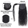 Malezyjski Natural Black Kinky Curly Ponytail 140g Ponytails Horsetail Nieprojekony naskórka Wyrównana Dziewiczy Human Wapna Wrap Drawstring Ponytail