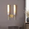 Полностью медный мраморный настенный светильник для гостиной, настенный светильник из натурального мрамора, простой прикроватный светильник для спальни, светильник для ванной комнаты, светодиодный настенный светильник