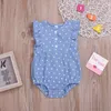 Kids Designer Rompers Baby Boy Girls Summer Dot Jumpsuits Newborn Single Breasted Flying Sleeve Onesies Ins Ruffle Blouse Tops AYP287