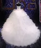 2020 Luxo frisada bordado vestido de baile vestidos de casamento Princess Namorada Organza Cascading Ruffles Catedral Trem vestidos de noiva baratos