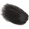 Moda Nero crespo ricci intrecciati fasci di capelli coda di cavallo estensione dei capelli umani Clip con coulisse in fascia elastica coda di cavallo parrucchino naturale 1b