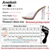 Aneikeh Big Sko Storlek 41 42 Nya Kvinnor Sandaler PVC Crystal Heel Transparenta Kvinnor Sexiga Klar Högklackat Sommar Sandaler Pumpar 11cm CX200613