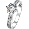 Blanco 18K plateó la joyería de la estrella brillante NSCD anillo de diamante de la reina de compromiso regalo de las mujeres de plata esterlina anillo de las mujeres PT950 joyería Imprimir