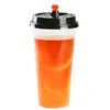 700ml 24oz Engångsplastkoppar kallt varmvatten Juice Kaffe Milky Tea Cup Tjocken Transparent Drickverktyg med lock 0 45GN YY