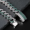 15mm Iced Green Diamonds Cuban Link Bransoletka CZ Bling Bling 8inch 14K Pozłacana bransoletka Hip Hop 8inch Długość