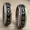 20st Retro snidade buddhistiska skrifter The Six Words Mantra Spin rostfritt stål spinner ring män kvinnor unika lyckliga smycken b8361495