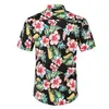 Мужские рубашки Летний Пляж Повседневная Рубашка 3D Цифровые Напечатанные Топы Формальная Рубашка с коротким рукавом Slim Fit Floral Tees Blusas Мужская одежда B5776