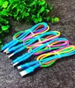 Micro USB Rainbow Cable 1m 3ft Duurzaam 2A Snelle opladen Geweven Nylon Legering USB-kabels voor slimme telefoon 100pcs / lot