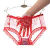 Flor rosa bordado briefs cintura baixa renda transparente calcinha sexy lingerie desinger roupas femininas